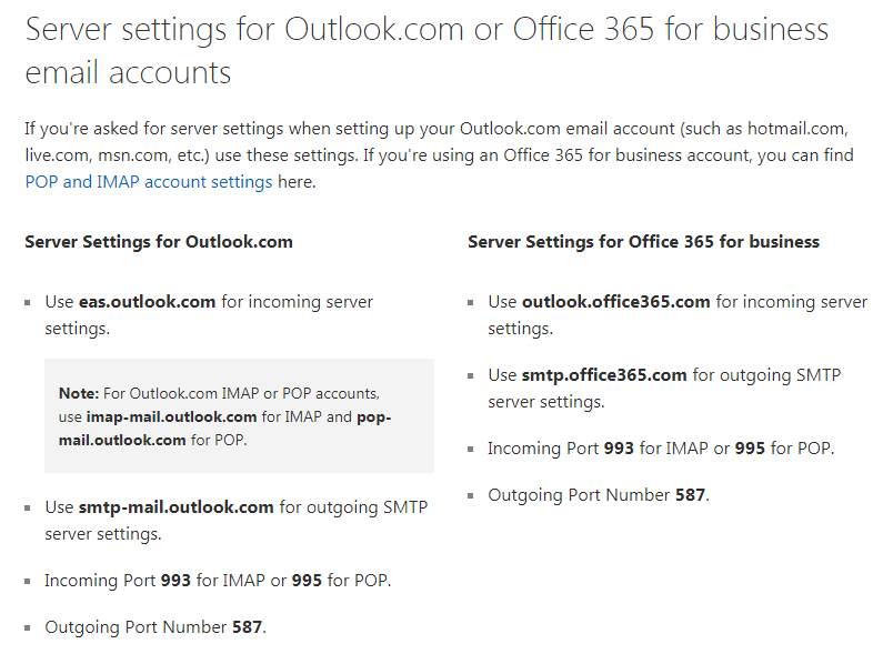 Miicrosoft Outlook - how to find a server settings